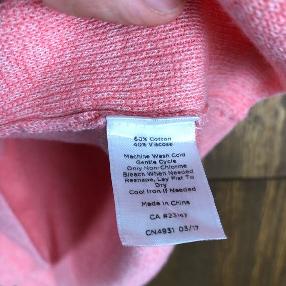 Talbots Womens Blouse Pink Knit Top Short Sleeve Round Neck Keyhole Back Small - Picture 5 of 10